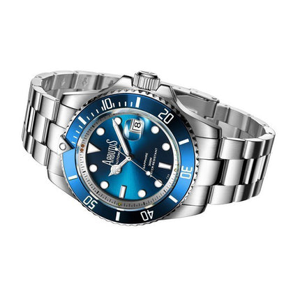 Orologio da uomo Arbutus Wall Street in acciaio inossidabile con quadrante blu automatico subacqueo AR1907SUS 300M