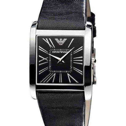 Emporio Armani Super Slim quadrante nero in pelle nera AR2007 Orologio unisex