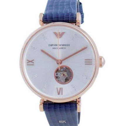 Emporio Armani Gianni T-BAR Orologio da donna con quadrante in argento a cuore aperto AR60020 automatico