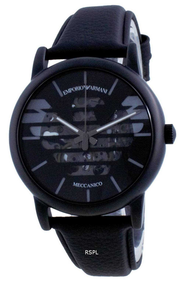 Orologio da uomo Emporio Armani Luigi Skeleton automatico in pelle AR60032