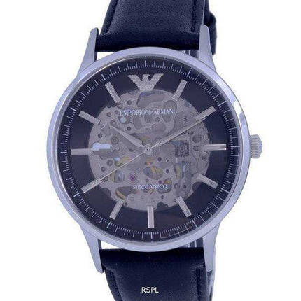 Emporio Armani Skeleton Leather quadrante nero automatico AR60038 orologio da uomo