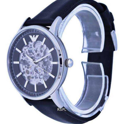 Emporio Armani Skeleton Leather quadrante nero automatico AR60038 orologio da uomo