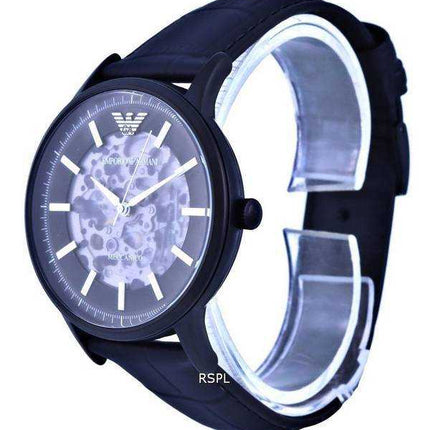 Emporio Armani Skeleton Leather quadrante nero automatico AR60042 orologio da uomo