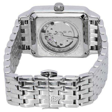 Orologio da uomo automatico AR60057 con quadrante a cuore aperto nero in acciaio inossidabile Emporio Armani Meccanico