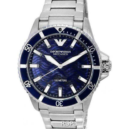 Orologio da uomo Emporio Armani Meccanico in acciaio inossidabile con quadrante blu automatico AR60059 100M