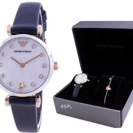 Emporio Armani Gianni T-Bar Diamond Accents Quartz AR80036 Con Set Regalo Orologio Da Donna