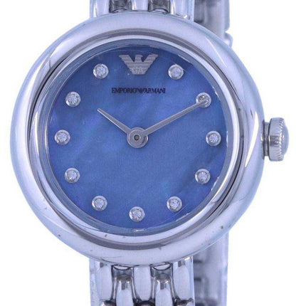 Orologio da donna Emporio Armani Rosa quadrante blu in acciaio inossidabile al quarzo AR80051