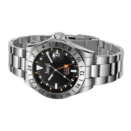 Orologio da uomo Arbutus Limited Edition GMT in acciaio inossidabile con quadrante nero automatico AR9922SBS 100M