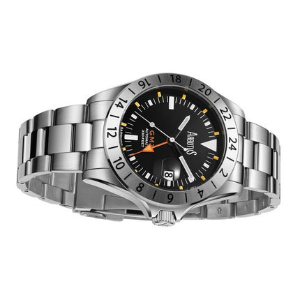 Orologio da uomo Arbutus Limited Edition GMT in acciaio inossidabile con quadrante nero automatico AR9922SBS 100M