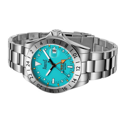 Orologio da uomo Arbutus Limited Edition GMT in acciaio inossidabile con quadrante verde acqua automatico AR9922SUS 100M