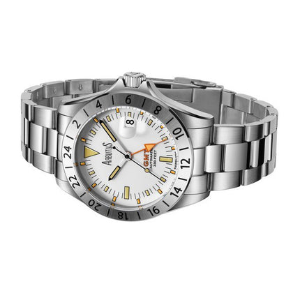 Orologio da uomo Arbutus Limited Edition GMT in acciaio inossidabile con quadrante bianco automatico AR9922SWS 100M