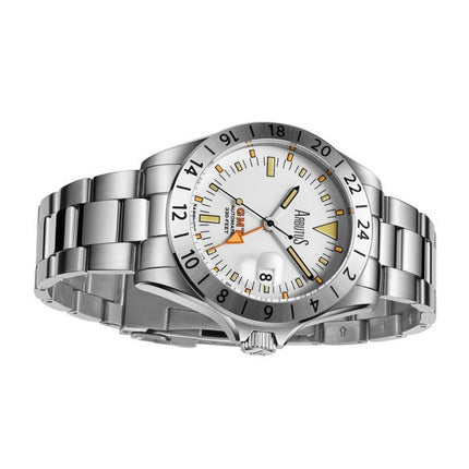 Orologio da uomo Arbutus Limited Edition GMT in acciaio inossidabile con quadrante bianco automatico AR9922SWS 100M