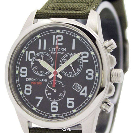 Orologio da uomo Citizen Eco-Drive Chronograph Green Canvas Strap 100M AT0200-05E