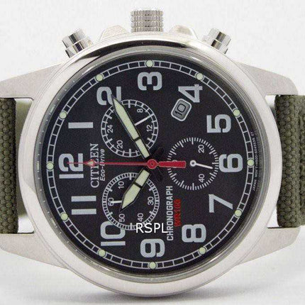 Orologio da uomo Citizen Eco-Drive Chronograph Green Canvas Strap 100M AT0200-05E