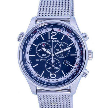 Orologio da uomo Citizen Cronografo in acciaio inossidabile con quadrante blu Eco-Drive AT0361-81L 100M