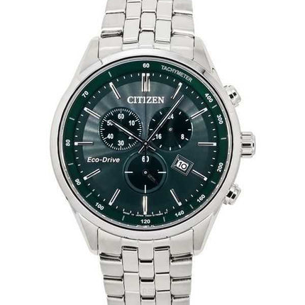 Orologio da uomo Citizen Classic Corso Eco-Drive cronografo in acciaio inossidabile quadrante verde AT2149-85X 100M