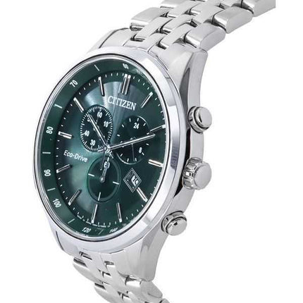 Orologio da uomo Citizen Classic Corso Eco-Drive cronografo in acciaio inossidabile quadrante verde AT2149-85X 100M