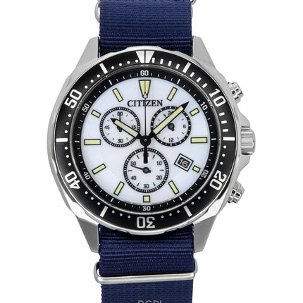 Orologio da uomo Citizen Eco-Drive AT2500-19A 100M con cinturino in nylon e quadrante bianco