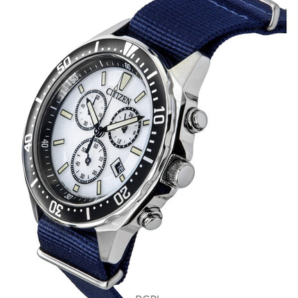 Orologio da uomo Citizen Eco-Drive AT2500-19A 100M con cinturino in nylon e quadrante bianco