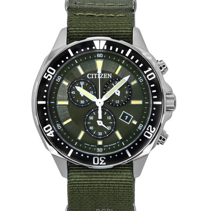 Orologio da uomo Citizen Eco-Drive AT2500-19W 100M con cinturino in nylon e quadrante verde
