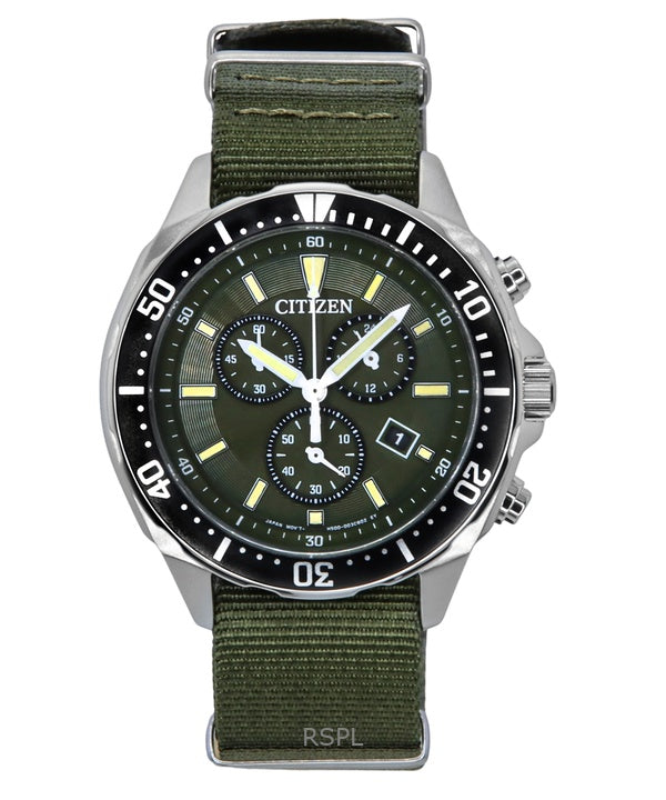 Orologio da uomo Citizen Eco-Drive AT2500-19W 100M con cinturino in nylon e quadrante verde