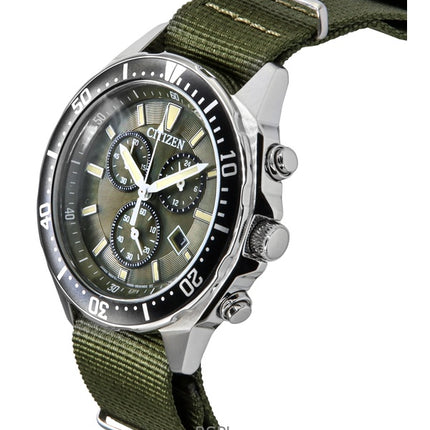 Orologio da uomo Citizen Eco-Drive AT2500-19W 100M con cinturino in nylon e quadrante verde