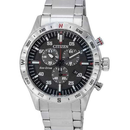 Orologio da uomo Citizen Eco-Drive cronografo in acciaio inossidabile quadrante nero AT2520-89E 100M