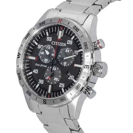 Orologio da uomo Citizen Eco-Drive cronografo in acciaio inossidabile quadrante nero AT2520-89E 100M