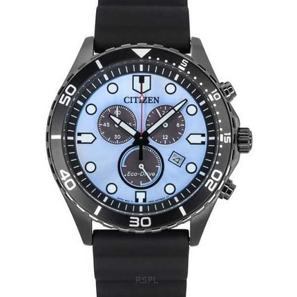 Orologio da uomo Citizen Eco-Drive Chronograph con cinturino in poliuretano e quadrante blu AT2567-18L 100M