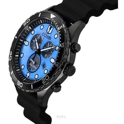 Orologio da uomo Citizen Eco-Drive Chronograph con cinturino in poliuretano e quadrante blu AT2567-18L 100M