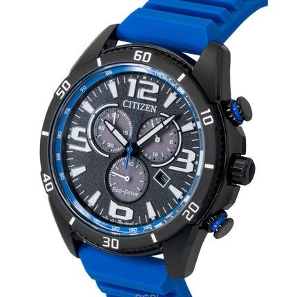 Orologio da uomo Citizen Brycen Cronografo con cinturino in silicone e quadrante nero Eco-Drive AT2586-05E 100M