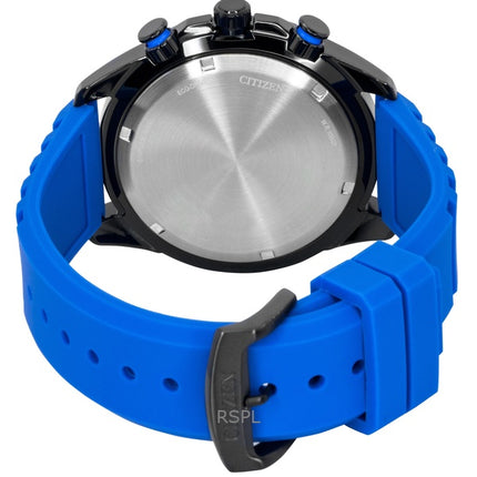 Orologio da uomo Citizen Brycen Cronografo con cinturino in silicone e quadrante nero Eco-Drive AT2586-05E 100M