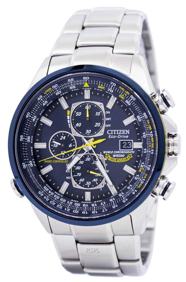 Orologio da uomo Citizen Eco-Drive Blue Angels con cronografo mondiale radiocontrollato AT8020-54L