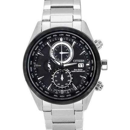 Orologio da uomo Citizen Eco-Drive Perpetual Calendar Chronograph in acciaio inossidabile con quadrante nero AT8266-89E 100M