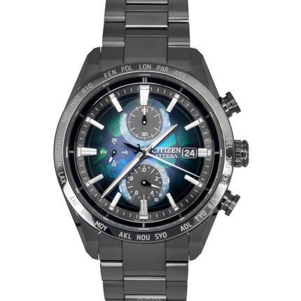 Orologio da uomo Citizen Attesa Radio-Controlled Chronograph Super Titanium Quadrante Multicolore Eco-Drive AT8286-65E 100M