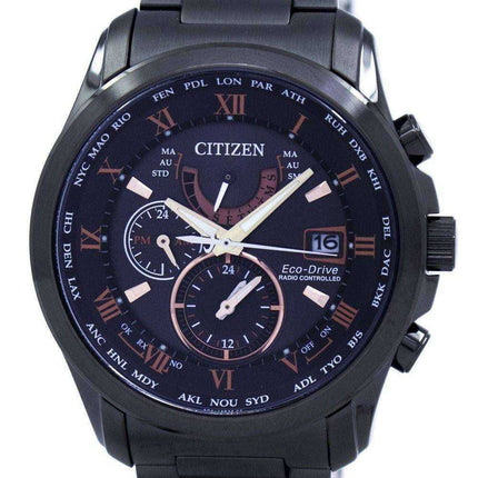 Orologio da uomo Citizen Eco-Drive con controllo radio perpetuo World Time AT9085-53E