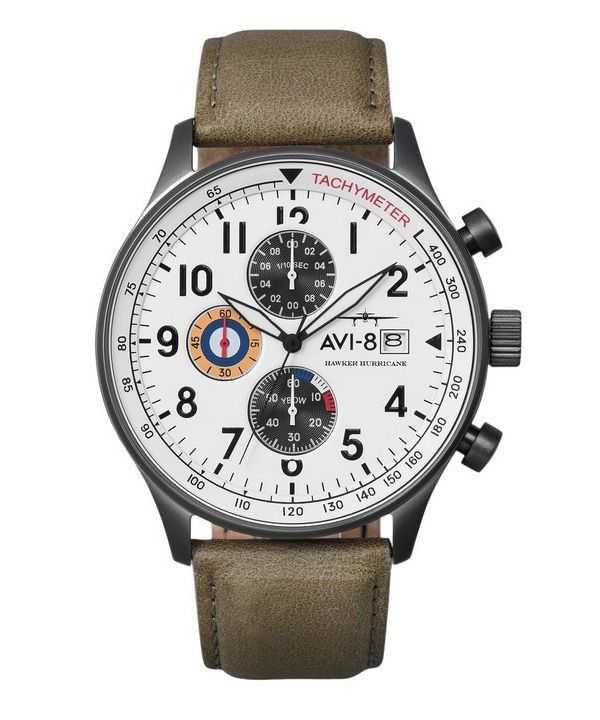 Orologio da uomo AVI-8 Hawker Hurricane Classic Chronograph Ivory Grayscale White Dial Quartz AV-4011-0B