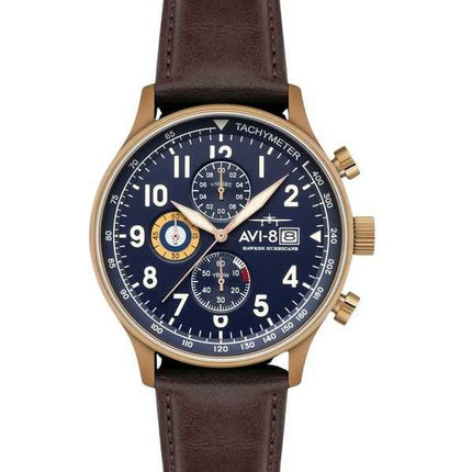 Orologio da uomo AVI-8 Hawker Hurricane Classic Chronograph cinturino in pelle quadrante blu ammiraglio al quarzo AV-4011-0O