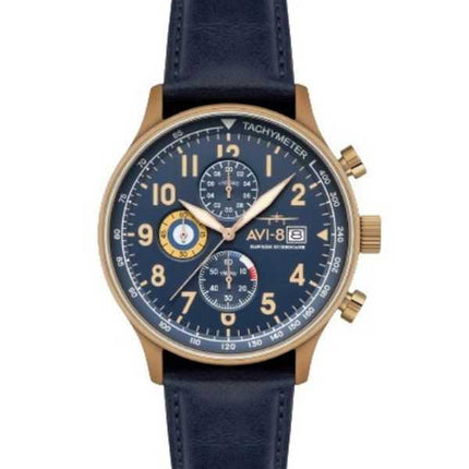 Orologio da uomo AVI-8 Hawker Hurricane classico cronografo regent blu cinturino in pelle quadrante blu al quarzo AV-4011-0Q