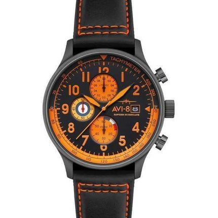Orologio da uomo AVI-8 Hawker Hurricane Classic Chronograph Noire con cinturino in pelle e quadrante nero AV-4011-0R