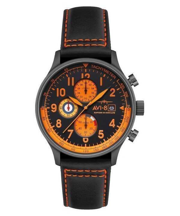 Orologio da uomo AVI-8 Hawker Hurricane Classic Chronograph Noire con cinturino in pelle e quadrante nero AV-4011-0R