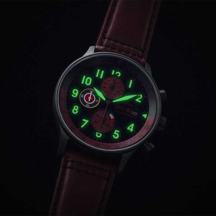 Orologio da uomo AVI-8 Hawker Hurricane Classic Chronograph con cinturino in pelle rosso sangue e quadrante nero al quarzo AV-40