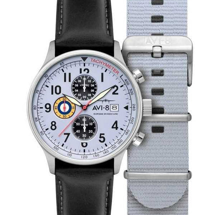 Orologio da uomo AVI-8 Hawker Hurricane Classic Chronograph quadrante grigio al quarzo AV-4011-0V con cinturino extra