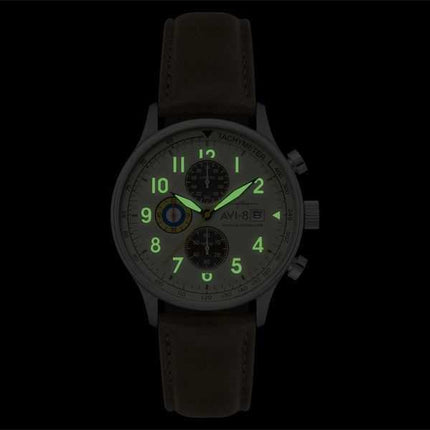 Orologio da uomo AVI-8 Hawker Hurricane Classic Chronograph Khaki Dial Quartz AV-4011-1B con cinturino extra
