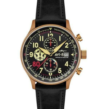 Orologio da uomo AVI-8 Hawker Hurricane Classic Chronograph D-Day 80 Limited Edition quadrante nero oro al quarzo AV-4011-1D
