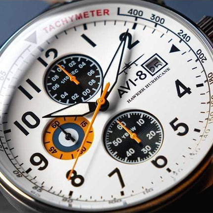 Orologio da uomo AVI-8 Hawker Hurricane Classic Chronograph Imperial War Museums Edition quadrante bianco al quarzo AV-4011-1E