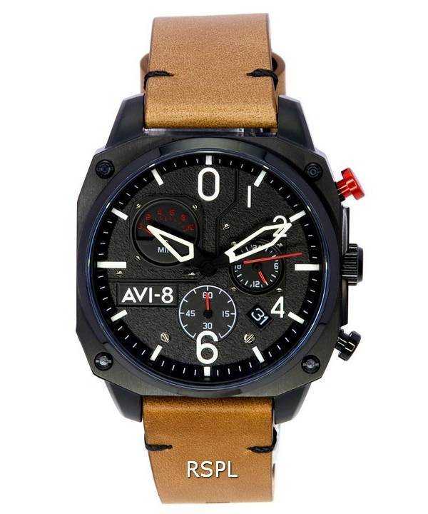 AVI-8 Hawker Hunter Charcoal Ember Brown Cronografo al quarzo retrogrado AV-4052-02 Orologio da uomo