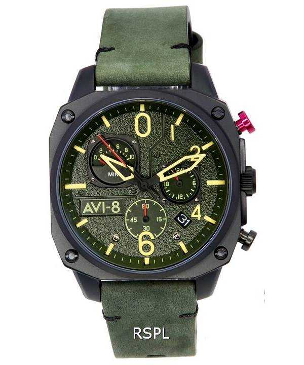 AVI-8 Hawker Hunter Deep Green retrogrado cronografo al quarzo AV-4052-08 orologio da uomo