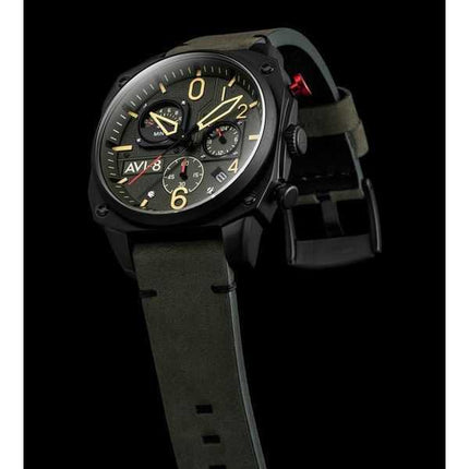 AVI-8 Hawker Hunter Deep Green retrogrado cronografo al quarzo AV-4052-08 orologio da uomo