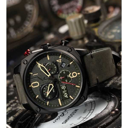 AVI-8 Hawker Hunter Deep Green retrogrado cronografo al quarzo AV-4052-08 orologio da uomo